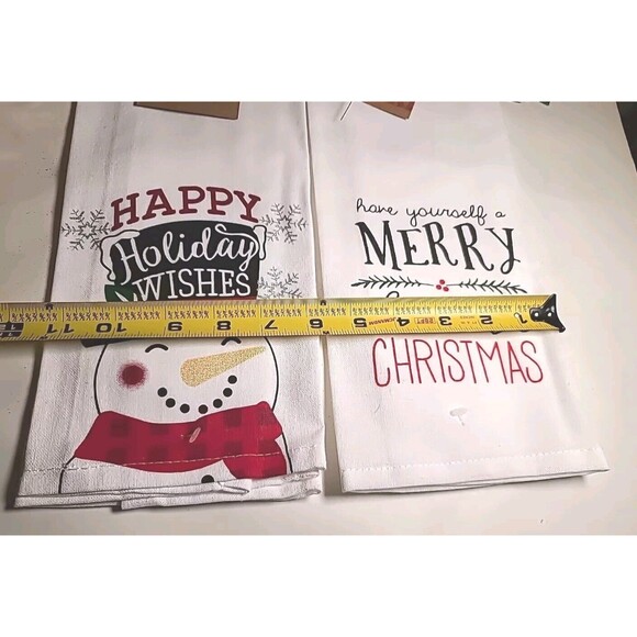 NWT Kitchen Towels Set Of 2 Snowman & Have Yourself A Merry Little Christmas - Picture 7 of 8